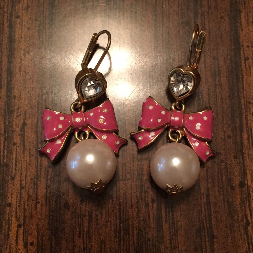 Betsey Johnson Pink Bow Earrings